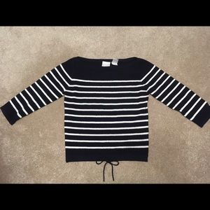 Navy and white striped sweater